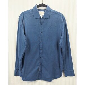 Construct Mens Slim Fit Stretch Dress Shirt Blue Micro‎ Dot Long Sleeve Large L